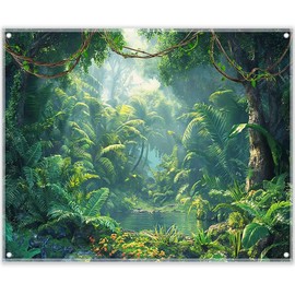 Luminora 10x8ft Tropical Jungle Forest Backdrop Rainforest Natural Scenery Summer Backdrop Baby Shower Adventure Party Decoration Photo Banner Props