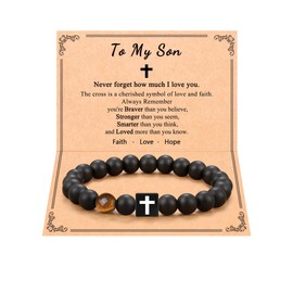 UNGENT THEM Cross Bracelet To My Son Gifts from Mom Graduation Confirmation Baptism Communion Gifts for Teen Teenage Boys Ideas 13 15 14 16 10 11 12 Year Old Boy Birthday Christmas Stuffers