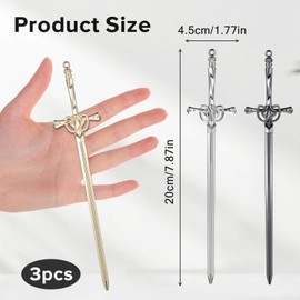 MBAIYO 3 Pack Letter Openers, Sword Letter Opener with Ergonomic Handle Fancy Decorative Envelope Slitter Mail Opener Tool for Home Office Desk Black Silver Gold