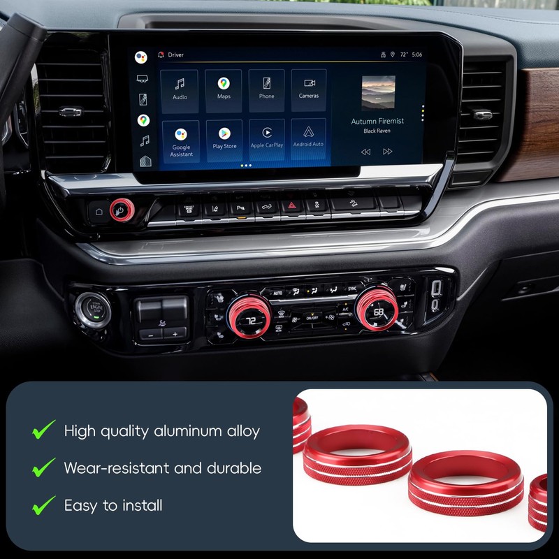 Auovo Volume/Tune Knob Covers A/C Knob Covers Rings Trims Compatible
