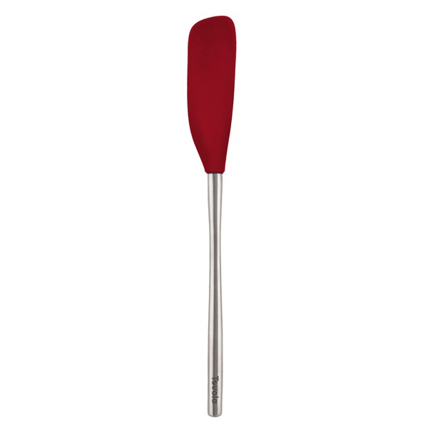 Tovolo Flex-Core Long-Handled Silicone Jar Scraper Spatula, Stainless Steel Handle,