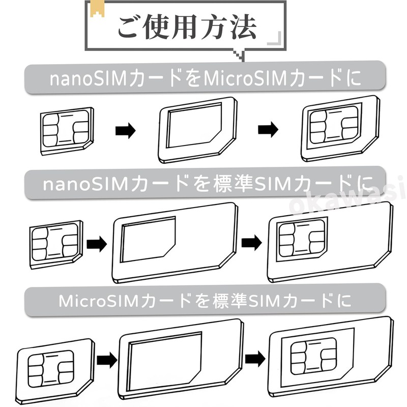 OKAWASI SIM MicroSIM Converter Adapter 5 Pack Compatible Adapter Conversion