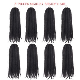Marley Crochet Braids Hair 24 Inch 8 Packs Afro Kinky Marley Twist Braiding Hair Synthetic Curly Twist Marley Hair Long Springy Afro Twist Hair Extensions (1B#, 24 Inch (Pack of 8))