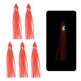 YELARXI Fishing Squid Skirts Soft Plastic Trolling Lures, 8cm/3 Inch Fit for Bass Trout Salmon Saltwater Fishing Bait (5Pcs, Orange Red)