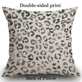 Smooffly Cushion Cover Cute Snow Leopard Pattern Black Watercolor Hand Paint White Spots Decorative Throw Pillow Cover Pillow Case Home Decor Square 18 x 18 Inch Pillowcase 45x45cm