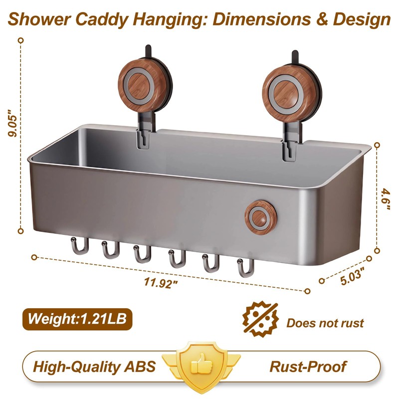 HONGYUETECH Suction Cup Shower Caddy, Removable Plastic Shower Shelf with