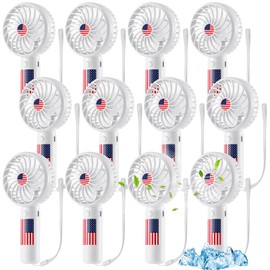 Tujoe 12 Pcs Independence Day Portable Mini Handheld Fan 3 Speeds Adjustable Settings Rechargeable Personal Fan for Stylish Women Men Office Outdoor Travel Camping