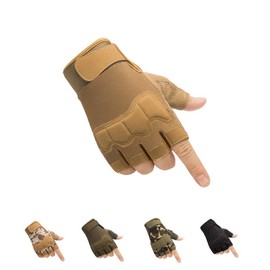 HYCOPROT Mens Fingerless Utility Gloves Non-Slip Abrasion-Resistant Breathable Lightweight for Shooting Cycling Rock Climbing Outdoor Sports