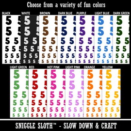Number 5 Five Fun Bold Font Temporary Tattoo Water Resistant Fake Body Art Set Collection - Brown (One Sheet)