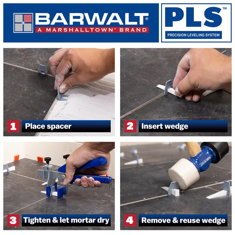 BARWALT PLS 1/16 Inch Tile Leveling System, Tile Spacer Bases,