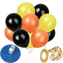 Latex Balloons 60 Pack 12 inches Black,yellow,orange Balloons,Birthday, Wedding, Baby Shower, Party Decoration