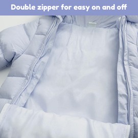 Baby Snowsuits Winter Jumpsuit Romper with Hood Outfits Bear Boys Girls Playsuit Light Blue 3-6 Months