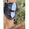 Gray Wolf Collections Druid Ring, Tooled Leather, Raw Quartz Crystal,