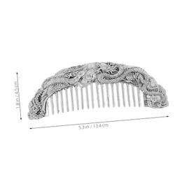 Beavorty Retro Dragon and Phoenix Silver Comb Vintage Hair Accessory Detangling Wide Tooth Comb for Men and Women