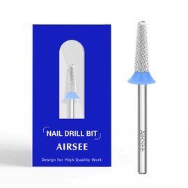 AIRSEE Tungsten Carbide Acrylic Nail Drill Bit Efile Electric File Machine Head Tip for Manicure Polishing Art Remove Gel 3/32" 2 Way Safety Use Ball Top Tapered Bit Cone Shape Medium-M