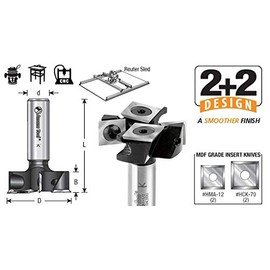 Amana Tool - Spoilboard 2+2 1-1/2" D 12Mmshk (RC-2253), Industrial Grade
