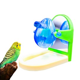 Foraging Toys for Birds with Mirror, Parrot Toys for Feeding, Parakeet Mirror Bird Toys, Cage Accessories for Budgies, Cockatiels, Lovebirds, Canaries, Conures, Quaker, Other Small to Medium Birds