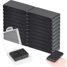 Wukong 20 x 10 x 3 mm Black Neodymium Magnets Extra Strong Rectangular, Pack of 20 Bar Magnets Rectangular Magnets for Whiteboards, Fridge, Crafts, Magnetic Board and DIY