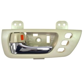 PT Auto Warehouse LX-2520ME-FL2 - Inner Interior Inside Door Handle, Chrome Lever Beige Housing (Ivory), with 3-Memory Seat Holes - Front Left Driver Side, Replaces 69206-48060-A0