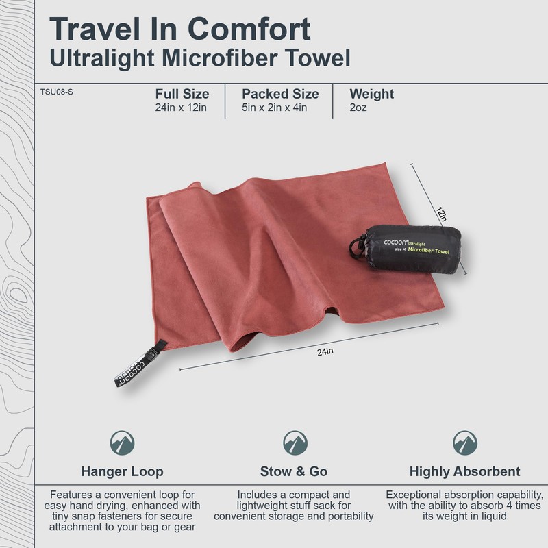 Cocoon ultralight - lightweight microfibre hand towel, s