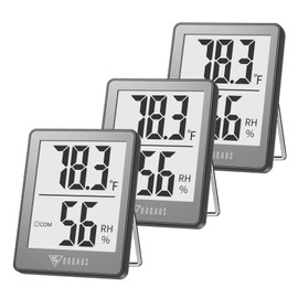 DOQAUS Indoor Thermometer [3 Packs], Mini Digital Hygrometer Room Thermometer, Humidity Meters, Accurate Temperature Humidity Monitor Gauge for House, Office, Greenhouse, Home Grey (2.3X1.8inch)