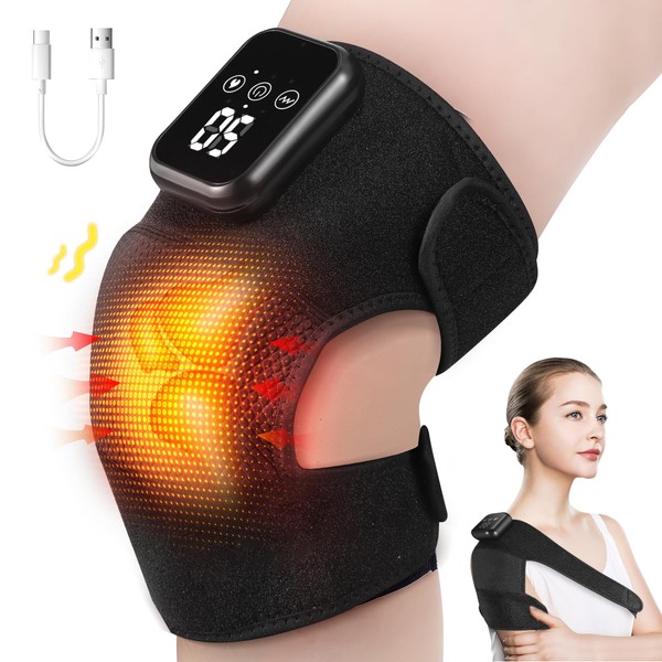 Knee Massager Cordless, Heated Knee Massager, Rechargeable Knee Brace Warmer