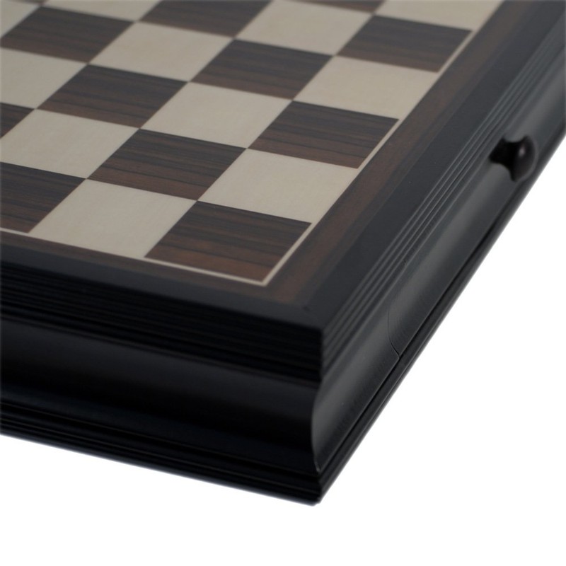 Black Stained Chess Board with Storage Drawers