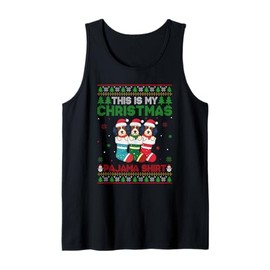 Havanese Dog in Christmas Socks Ugly Sweater Xmas Pajama Tank Top