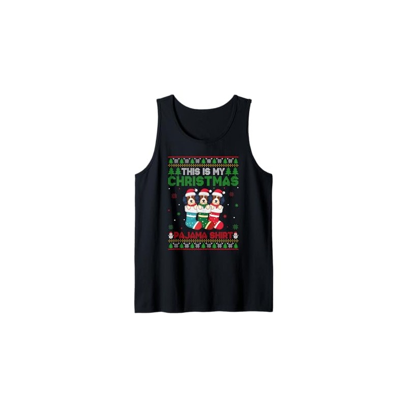 Havanese Dog in Christmas Socks Ugly Sweater Xmas Pajama Tank