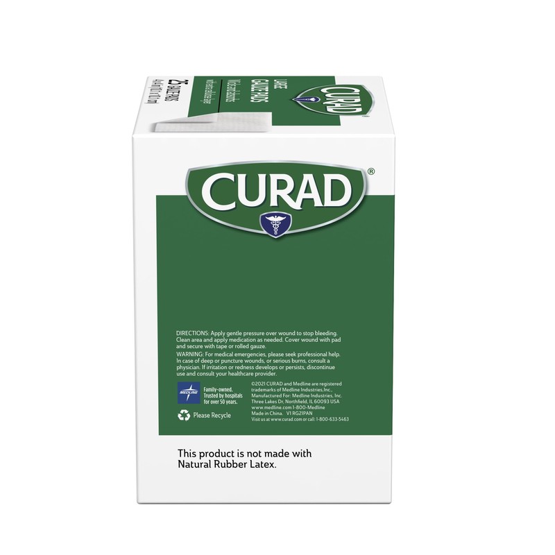 Curad Pro-Gauze Sterile Pads, 4" x, 4", 25 Count (Packaging