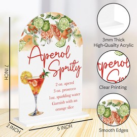 Aperol Spritz Decor Sign for Wedding Acrylic Arch Wedding Bridal Shower Baby Shower Welcome Table Signs for Ceremony and Reception Decor Aperol Spritz Party Decorations Gift 7 x 5 Inches