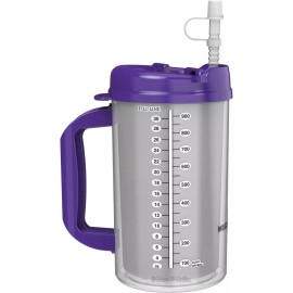 Whirley Drink Works (2) 32 oz Hospital Mugs with Purple Lids - Insulated Cold Drink Travel Mugs