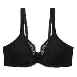 Triumph - Modern Lace + Cotton W - Women's - Underwired Bra - Wide Straps - Firm Hold, black