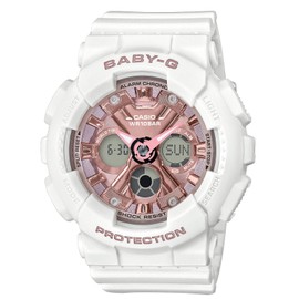 Casio Baby-G BA-130 Series Watch, White × metallic pink, Shock Resistant Watch