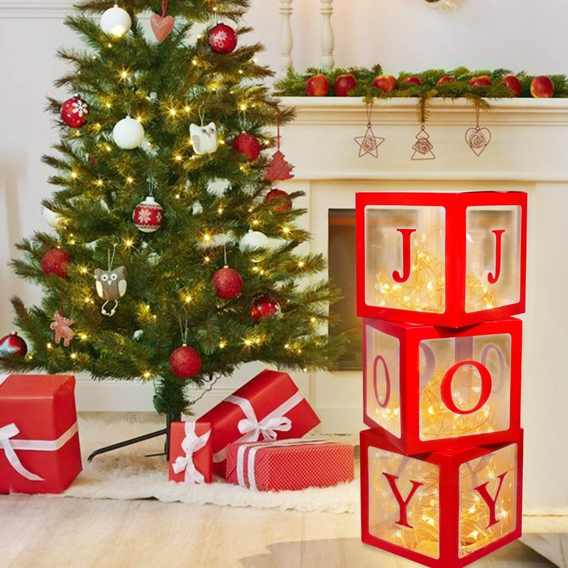 Christmas Decorations Large Red Transparent Light Box, Holiday Party Home