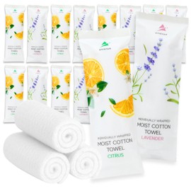 Avistar 120 toallitas húmedas prehumedecidas (frías o calientes) de 23 x 23 cm, envueltas individualmente, perfumadas, desechables, para rostro y manos. Suaves y refrescantes, ideales para viajes, spa