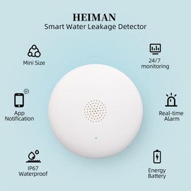 HEIMAN Water Leak Detectors for Home, Wi-Fi Smart Water Sensor Alarm, 75 dB Water Flooding Alerts and App Remote Notifications, Leak and Drip Detectors for Basement, Kitchen, Laundry, Bathroom