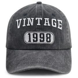 Vintage 1990 1991 1992 1993 1994 1995 1996 1997 1998 1999 Hat for Men Women, Funny Adjustable Cotton Birthday Baseball Cap, 1998 Black, One Size