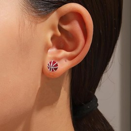 Sterling Silver Sports Earrings Baseball Football Soccer Volleyball Basketball Stud Earrings Half Ball Earrings Athletes Earrings Fan Gift Prize Sports Jewelry Gift for Women Men Player Lover (Basketball)