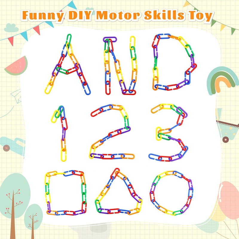 JIALEEY 100PCS Plastic Chain Links, Children's Learning Toy, Mix Color