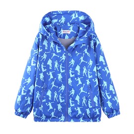 WELAKEN Lightweight Hooded Jacket for Boys Kids & Toddler II Boys' Print Water-Resistant Jacket