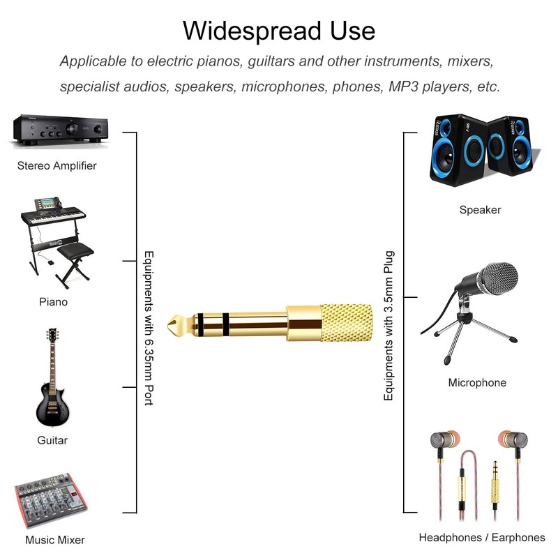 Valefod [Updated Version 5-Pack Stereo Audio Adapter 6.35mm (1/4 inch)