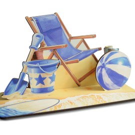 Strandurlaub - Strand 3D-Holzkarte | Geldgeschenke, Maritim, Meer, Flitterwoche, Ostsee, Nordsee, Sylt, Sandstrand, Gute Reise