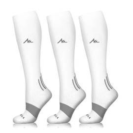 NEWZILL Medical Compression Socks for Women & Men Circulation 20-30 mmHg, Best for Running Athletic Hiking Travel Flight Nurses (3-Pairs, White, L/XL)
