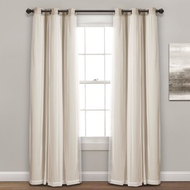 Lush Decor, Wheat Sheer Grommet Panel with Insulated Blackout Lining, Room Darkening Window Curtain Set (Pair), 108" x 38", 108 in L