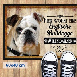 PR Print Royal Doormat Pets with Dog Picture English Bulldog - Gift Idea for Dog Lovers and Dog Owners - Size 60 x 40 cm