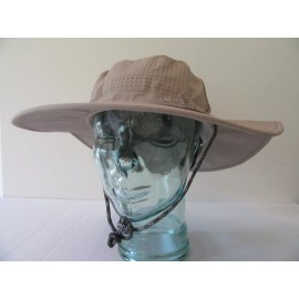 MISSION UPF 50 Wide Brim Khaki Tan Cooling Booney Sun Hat Washable Fishing Kayak