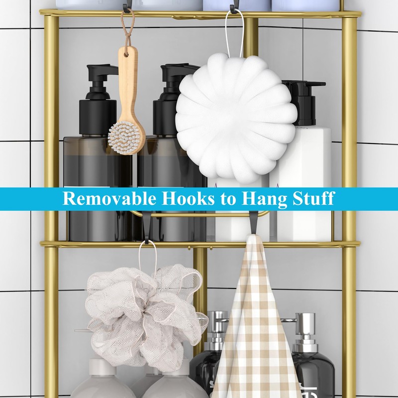 HuggieGems 3 Tier Floor Standing Corner Shower Caddy Organizer Shelf