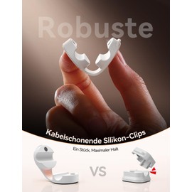 FLYLEAD 8 Stück Silikon Kabelhalter Magnetische Kabelclips Selbstklebende Kabelmanagement Schreibtisch organizer für Nachttisch, Ladekabel, HDMI, USB, Audiokabel, Weiß