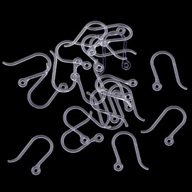AKOAK 50pc 0.65mm Non-Allergenic Plastic Ear Wire Hooks Earring Findings fit DIY Jewelry (Transparent)